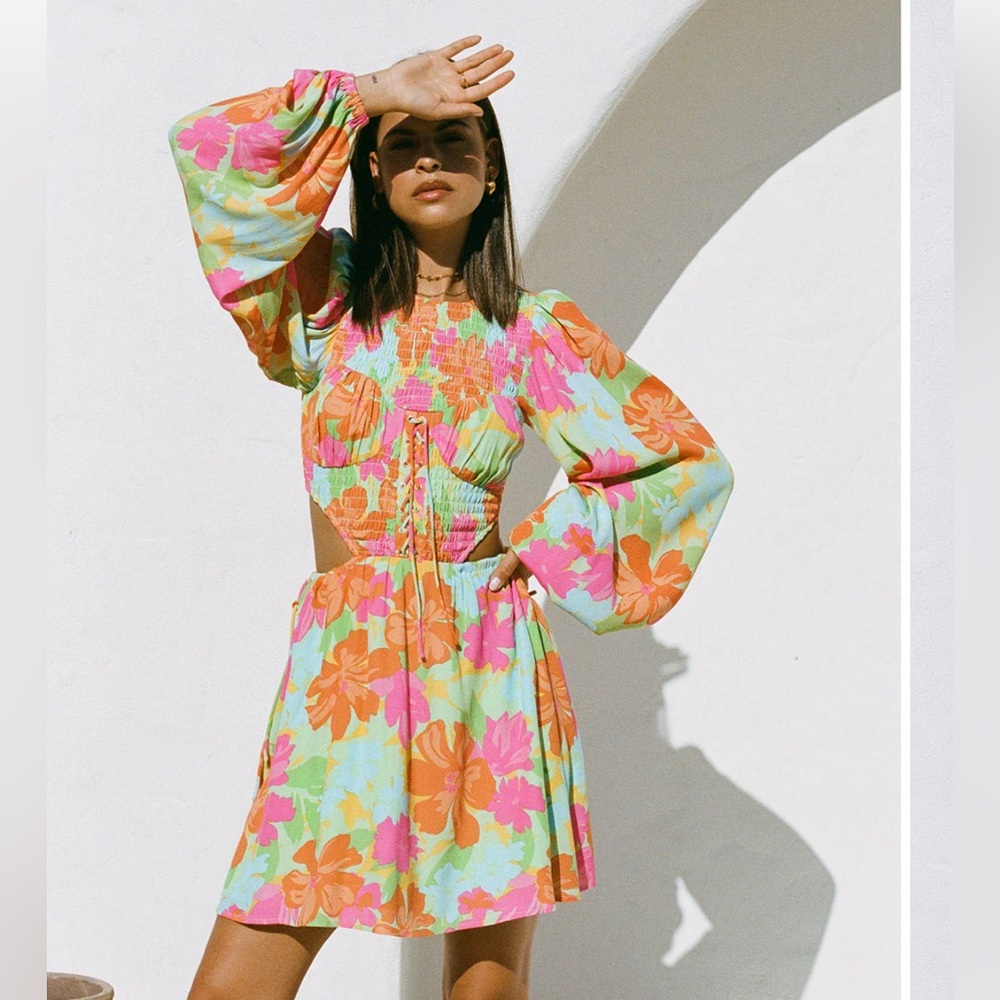 Sabo Skirt Amalia Cutout Vibrant Floral Dress Size XS